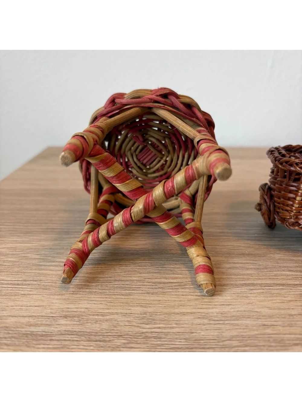 Vintage Muffy Vanderbear Rattan Table and Cart, Dollhouse Furniture, 1990s